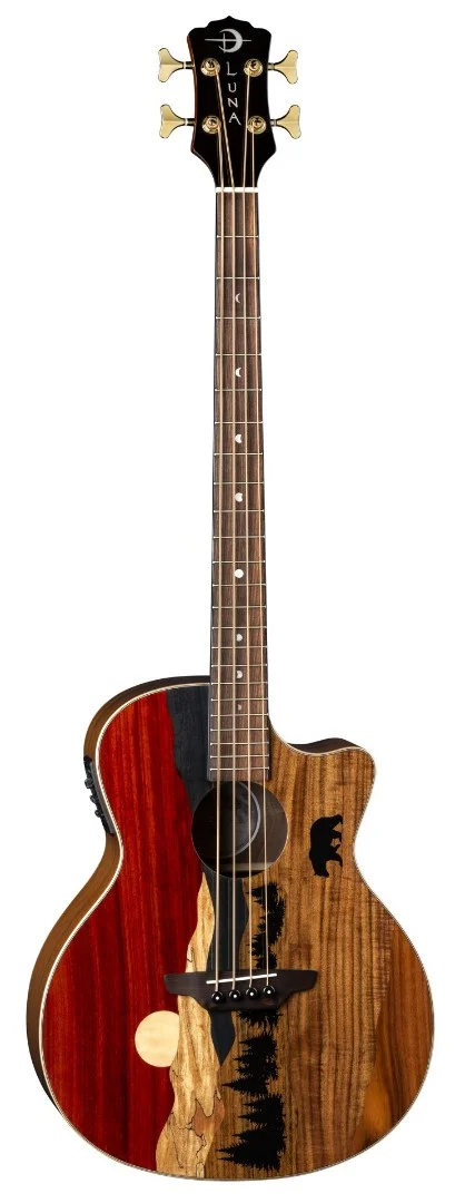 Luna Vista Bear Acoustic Electric 4 String Bass Guitar with Hardshell Case