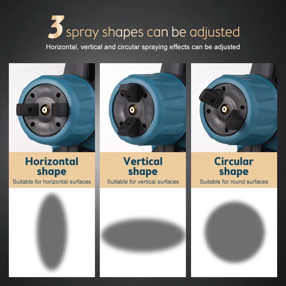 OWSOO Paint Sprayer 800W High  3 Copper Nozzles 3 Spray Patterns 900ml Container