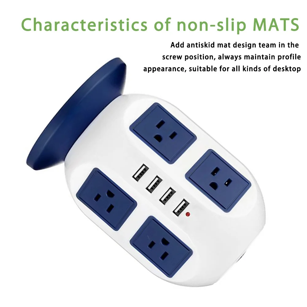 Walmeck Tower Surge Protector with Surge Protector 8 AC Outlets 4 USB Port Strip Tower Long Extension Cord Multi Plug Charging Tower for Multiple Devices Desktop Station for Home Office