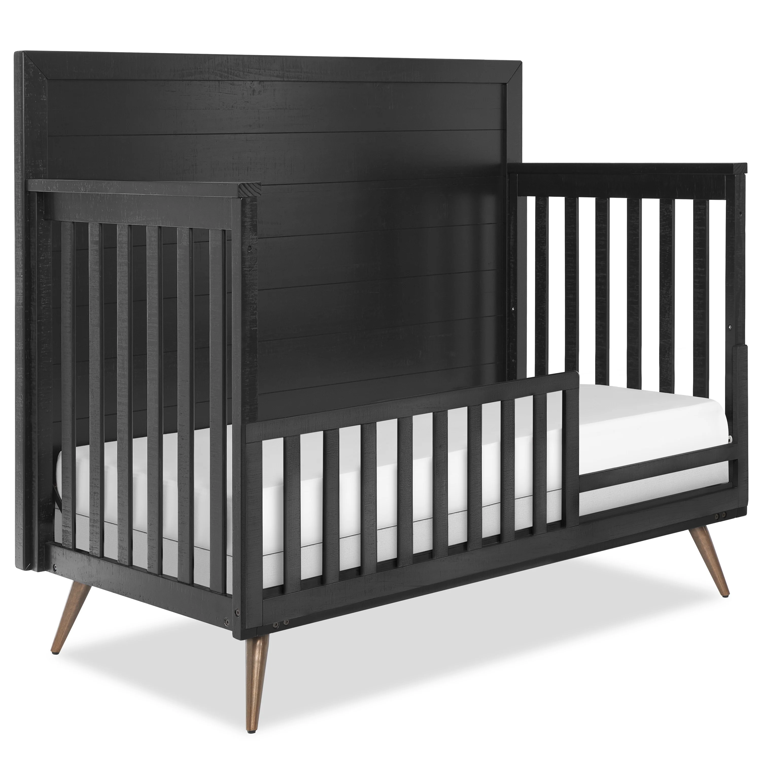 Evolur Stilnovo Mid Century 4 In 1 Convertible Crib In Onyx Black