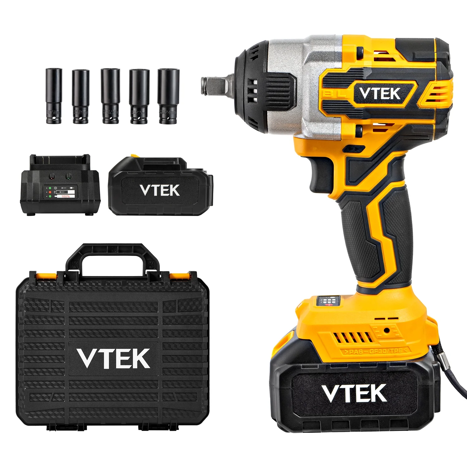 Brushless Cordless Impact Wrench, 1/2 Impact Wrench Max Torque 900N.m,663Ft-lbs Impact Gun High Torque Impact Wrench Electric Impact Wrench for Car Tiers