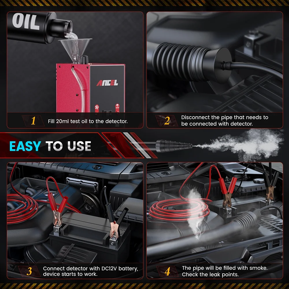 ANCEL S160 Automotive Smoke Machine Car Smoke Leak Detector Built-in Air Pump EVAP Vacuum Leakage Tester Locator for All Cars Air Smoke Dual Modes for All Vehicles Systems