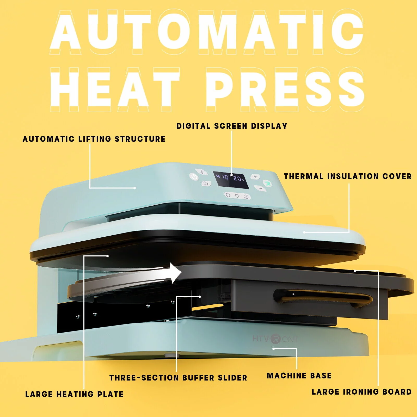 HTVRONT 15X15in Auto Heat Press Machine+10X10in Heat Press Machine+Vinyl Cutting Machine