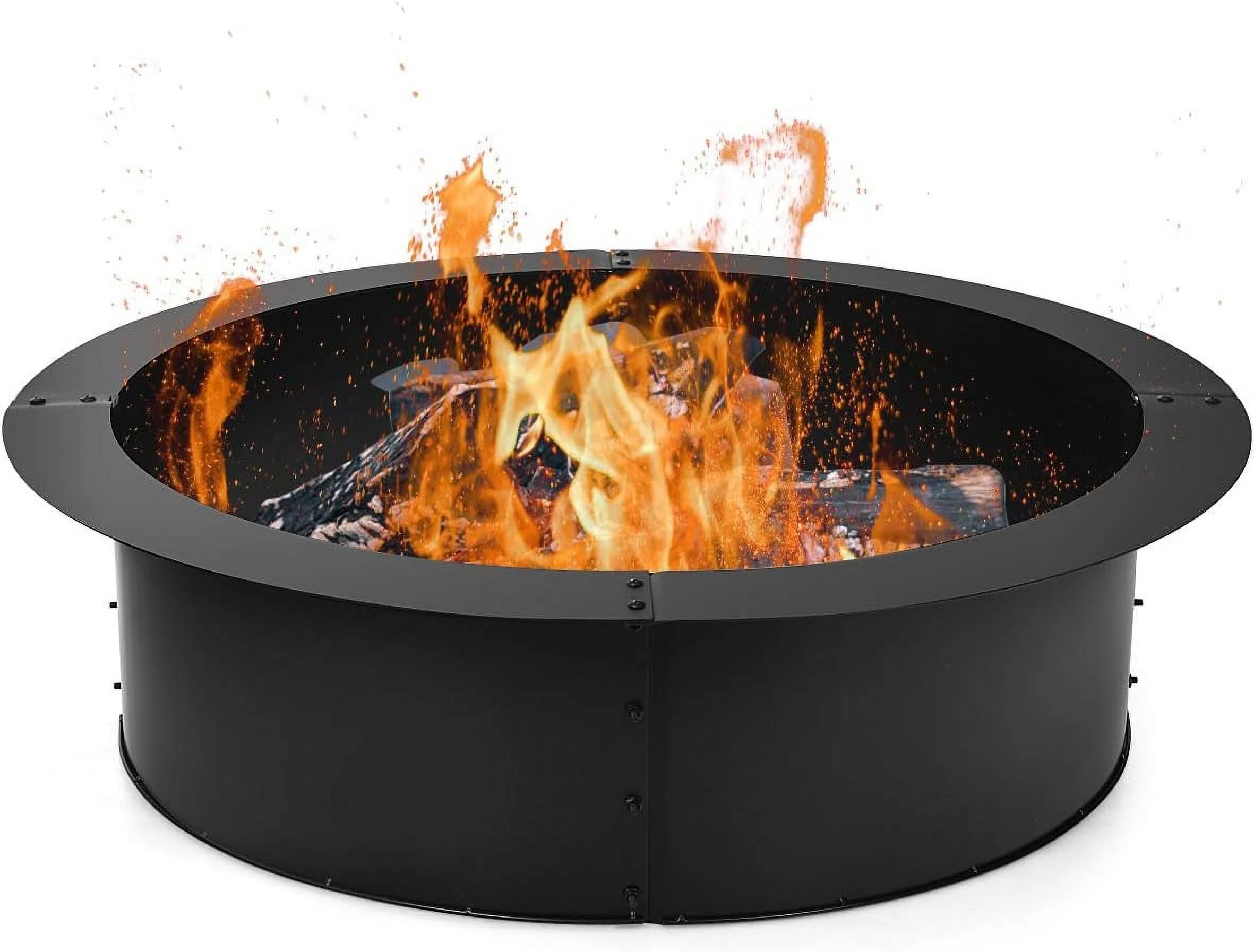 Fire Ring Heavy Duty Thick Solid Steel Fire Pit Liner 36-Inch Outer/30-Inch Inner Diameter, DIY Fire Pit Rim Above or In-Ground for Outdoor, Patio, Backyard