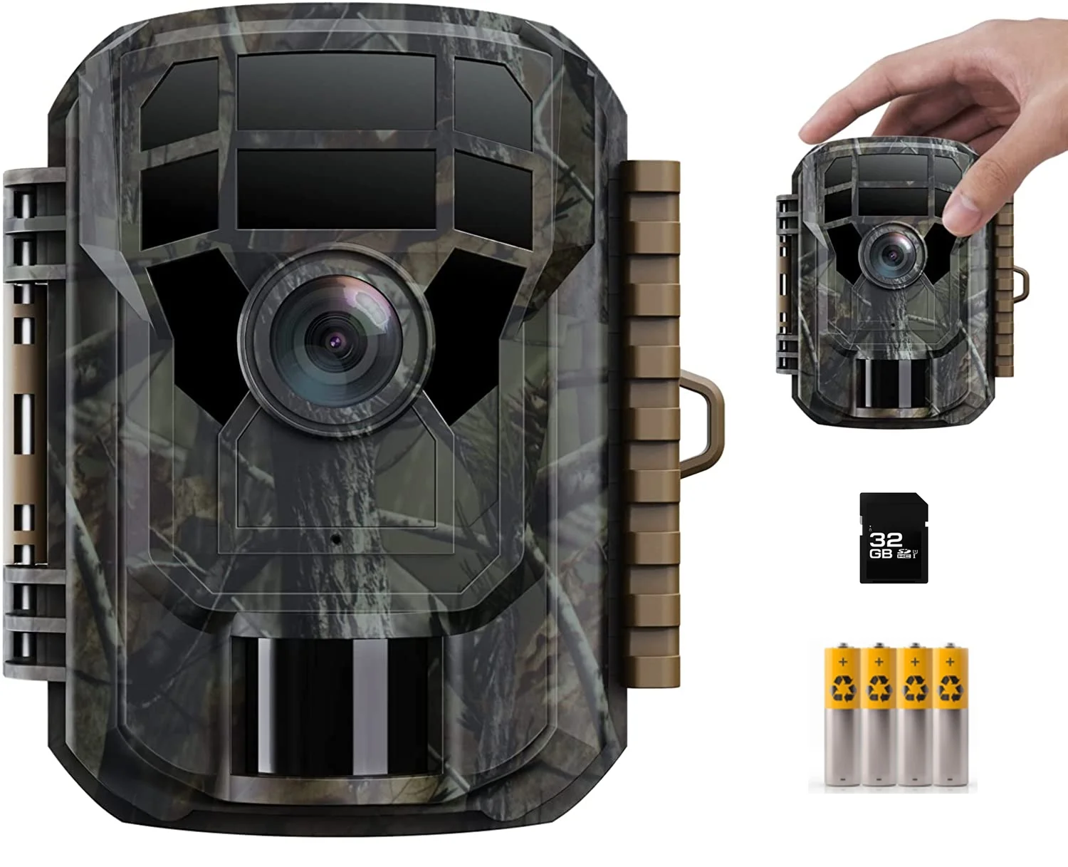 CAMPARK Trail Camera 24MP 1080P Game Camera Upgraded 850nm IR LEDs Infrared Night Vision Waterproof 120°Wide-Angle Hunting Trail Cam with 32GB SD Card and Batteries