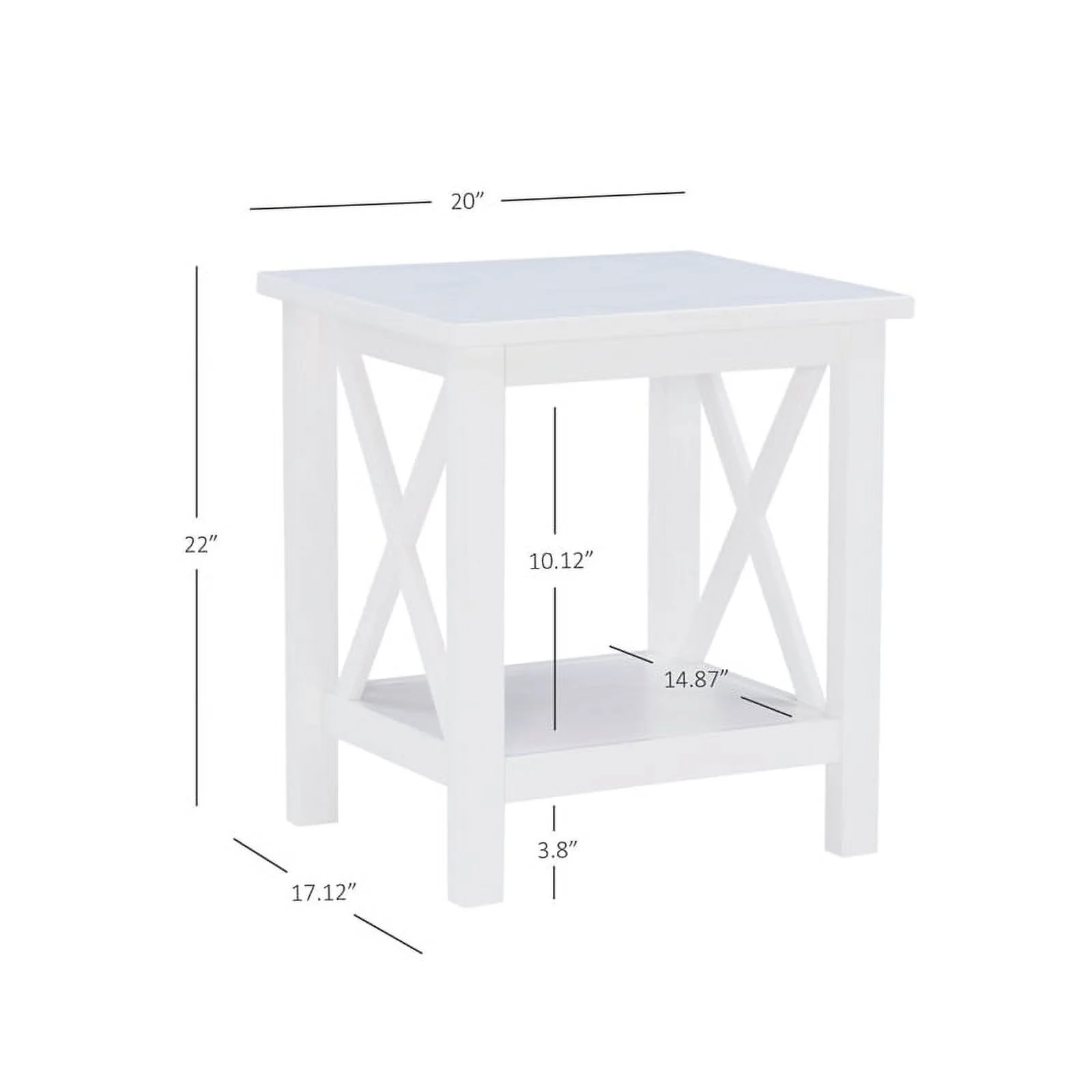 Home Square 2-Piece Furniture Wood MDF End Table Set in Antique White