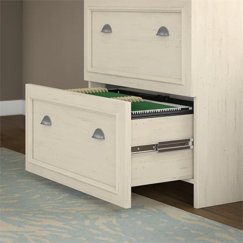 Home Square 2 Piece Wood Filing Cabinet Set with 2 Drawer in Antique White