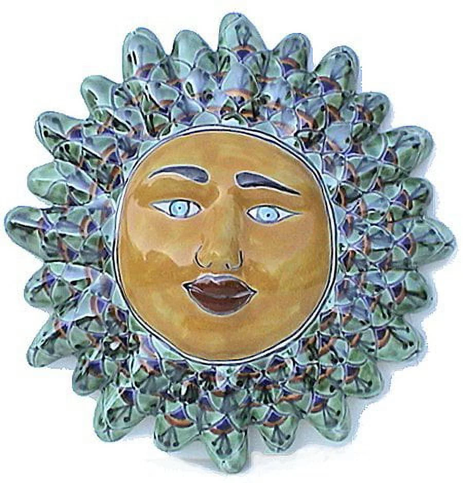 Green Peacock Talavera Ceramic Sun Face