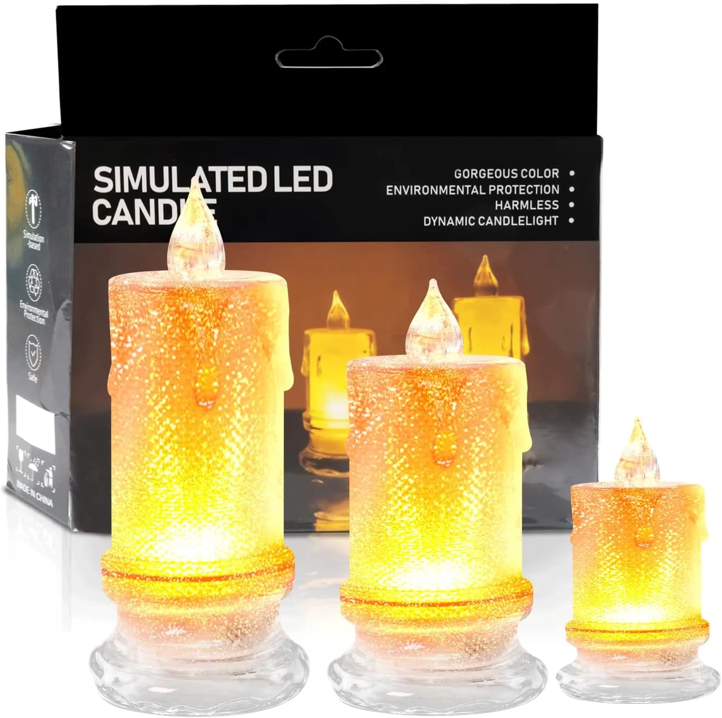 Flameless Candles, Flameless Flickering Electric Fake Candles, Warm White Battery Operated LED Candle
