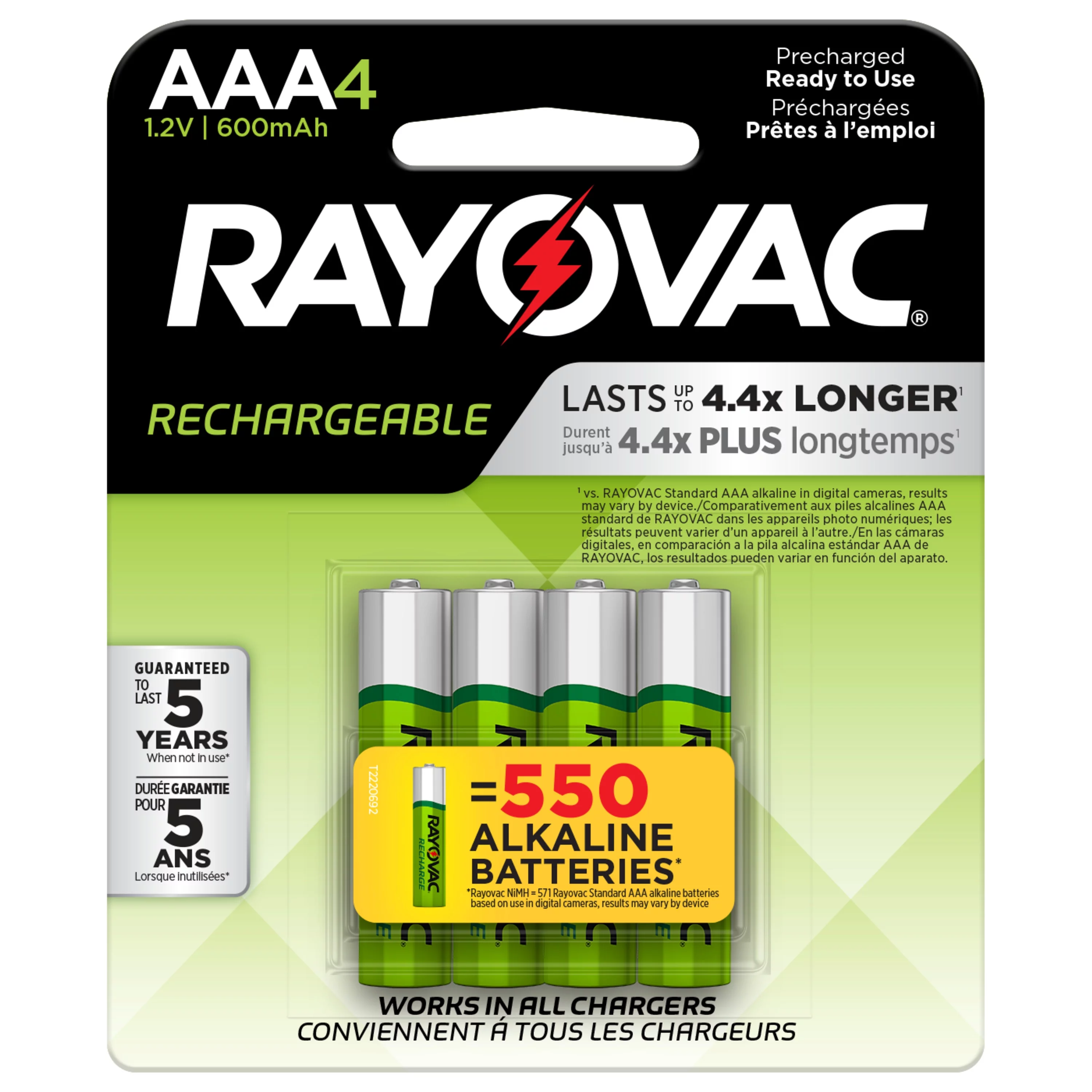 Rayovac Recharge NiMh, AA and AAA Batteries Combo Pack, 12 Count (8 count AA and 4 count AA bundle)