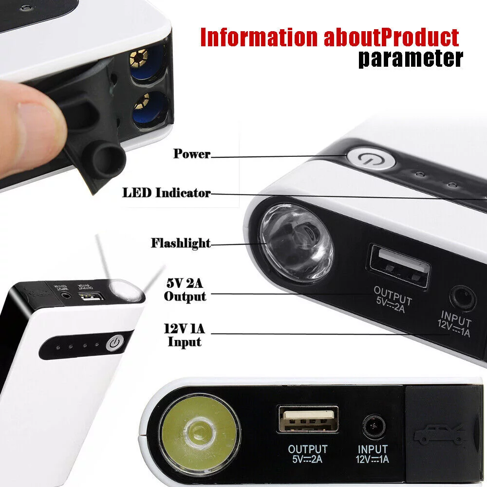 3 IN 1 Car Jump Starter 20000mAh Booster Jumper Box Power Bank Battery Charger