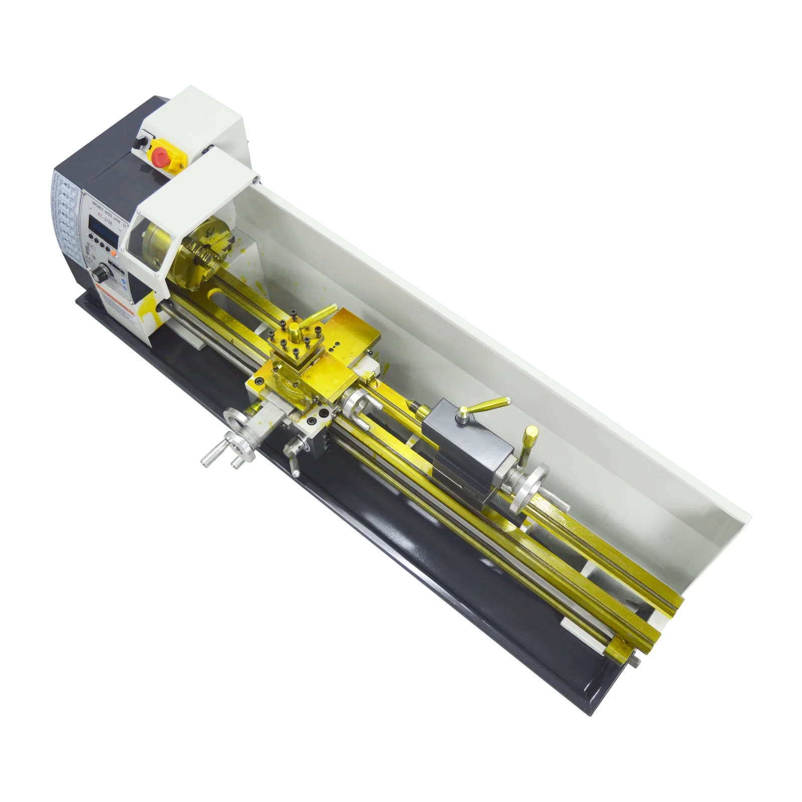 Techtongda RC-210E Metal Lathe Electronic Pulse Precision Metal Bench Lathe 8