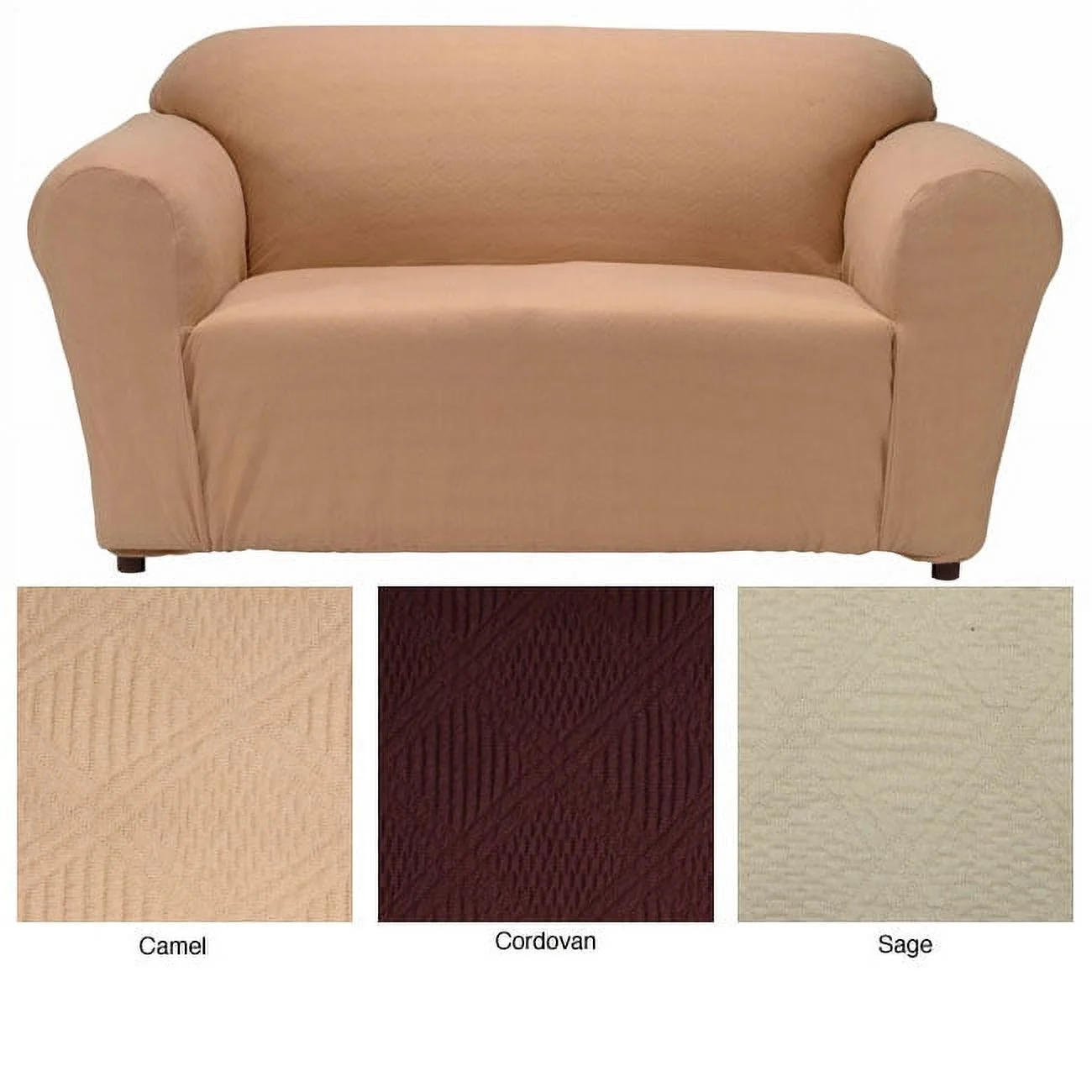 Classic Slipcovers  Double Diamond Textured Fabric Chair Slipcover Brown