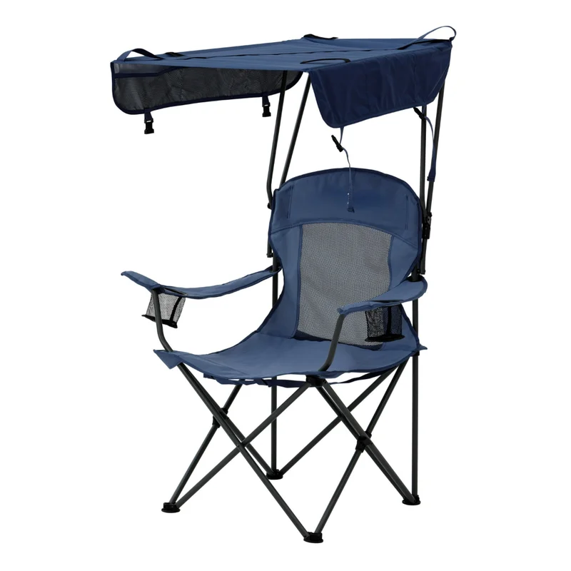 Sand Island Shaded Canopy Camping Chair with Cup HoldersOutdoor Portable Foldable Chair
