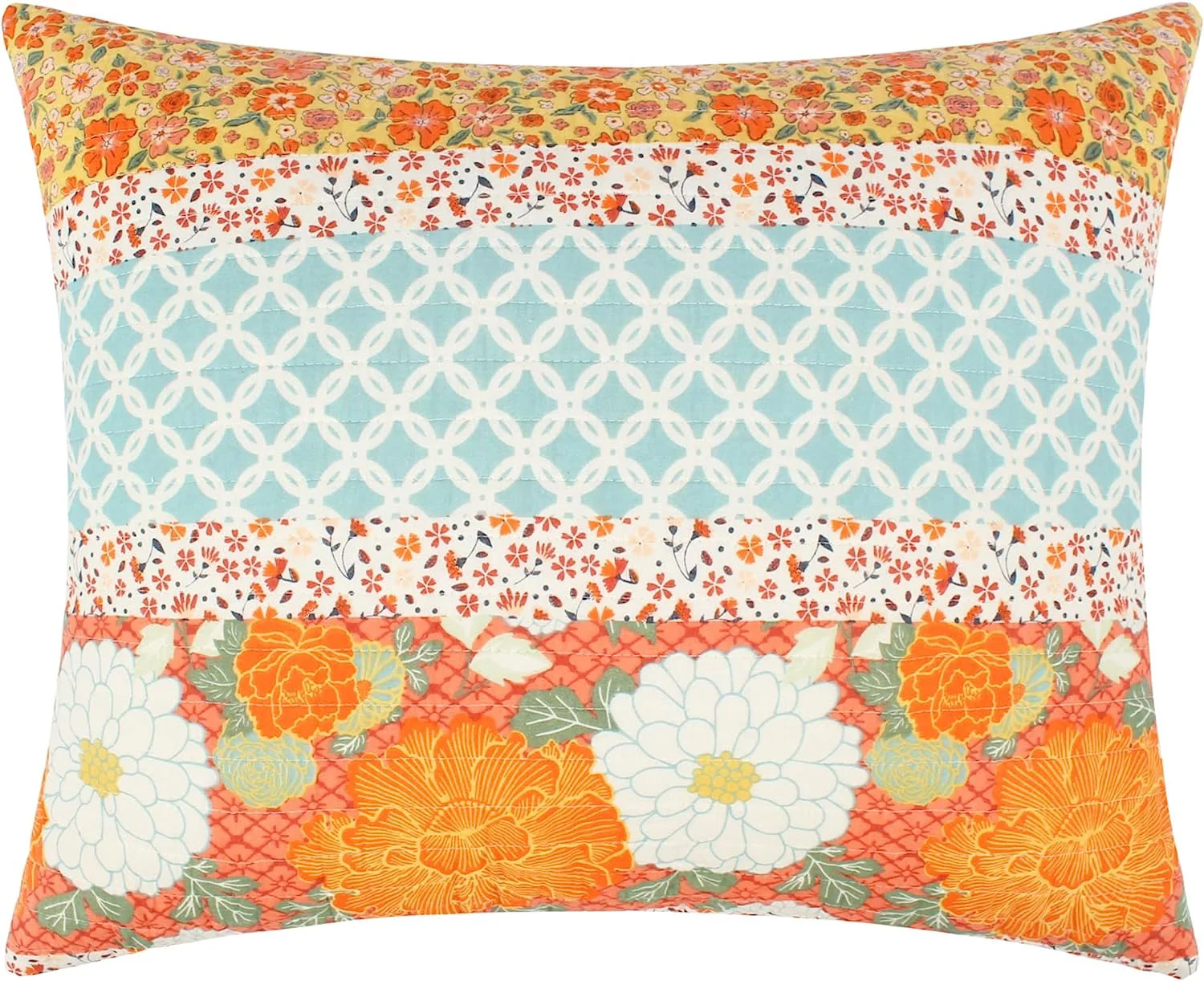 Barefoot Bungalow Carlie Young Fashion Pillow Sham, Calico Stripes, King 20x36-inch