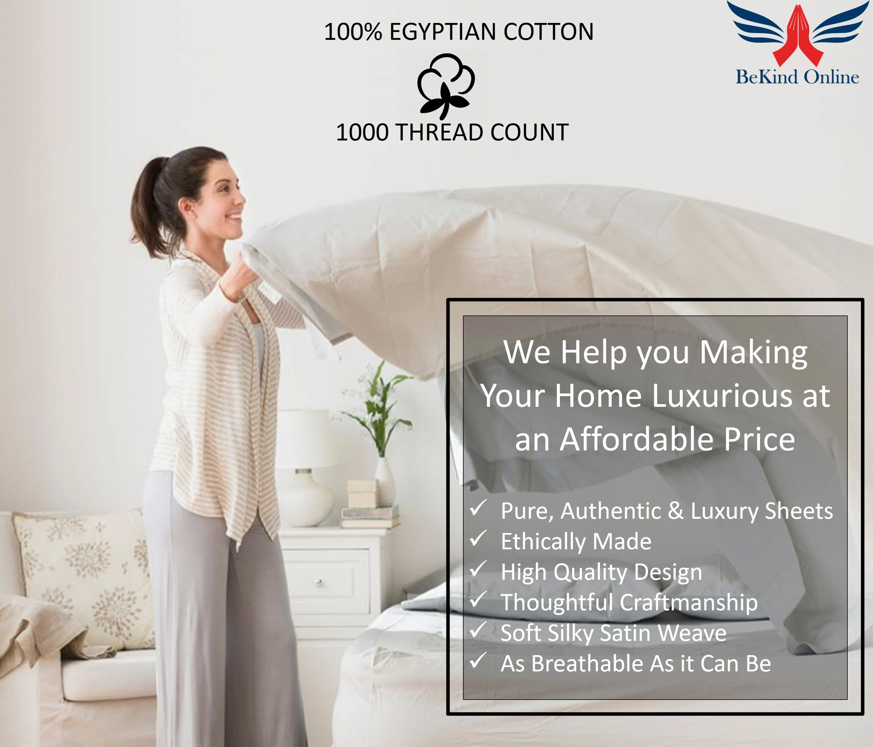 6-PC Queen Sheet Set - (Extra Pillowcases, Fitted Sheet & Flat Sheet) 1000-Thread-Count 100% Egyptian Cotton, Soft Breathable - Long Staple 1000TC Cotton, 18-Inches Deep Pockets - White