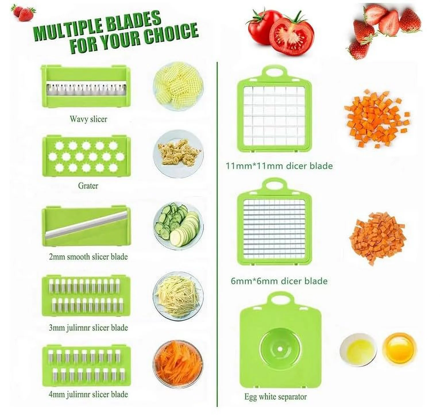UPGRADED Vegetable Chopper, Pro Onion Chopper, Multifunctional 14 in 1 Food Chopper, Kitchen Vegetable Slicer Dicer Cutter,Veggie Chopper With 8 Blades,Carrot and Garlic Chopper With Container