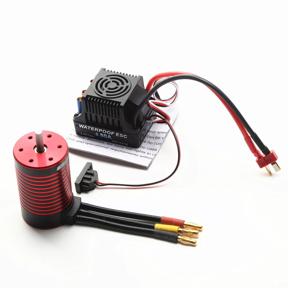 GTSKYTENRC waterproof 3660 Brushless Motor 3800KV with 80A Brushless ESC for Trax4 Remote Control Car 1/8/1/10 Tamiya