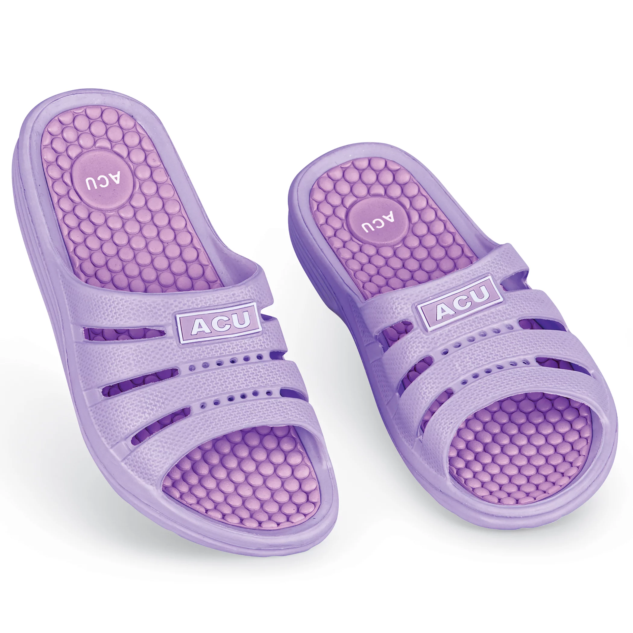 Collections Etc Womens Massaging Comfort Slip-On Slides - Sandals - Stimulate Pressure Points - Waterproof - Indoor, Outdoor Use - Multiple Colors
