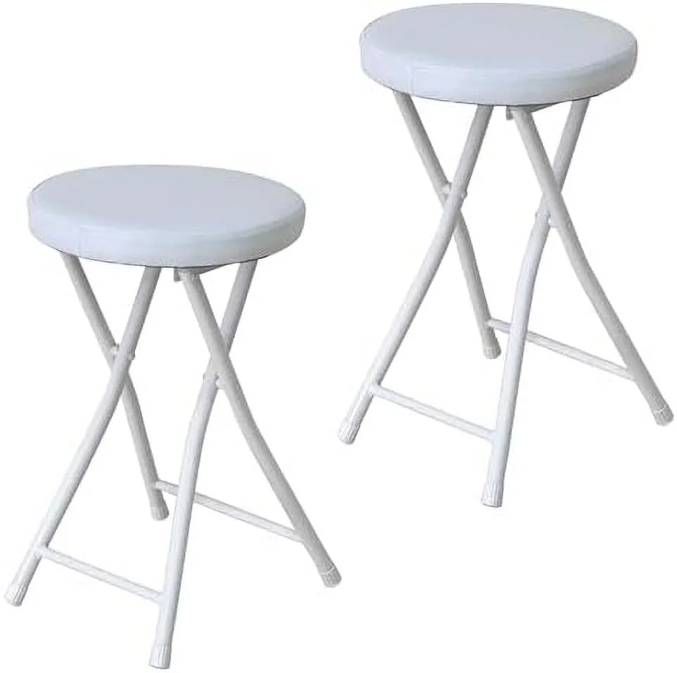 TJVNLDE Home Folding Stool  \u2013 Heavy Duty 19 Inch Portable Collapsible PU Seat Padded Round Stool with 220 Pound Capacity for Dorm Rec Room or Gameroom