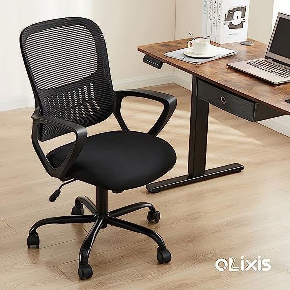 JDZHAPPYLIFE Ergonomic Office Chair  Home Office Desk Chairs with Wheels  Computer Chair with Arms  Mid-Back Task Rolling Chair with Lumbar Support  Comfy Mesh Swivel Executive Chair