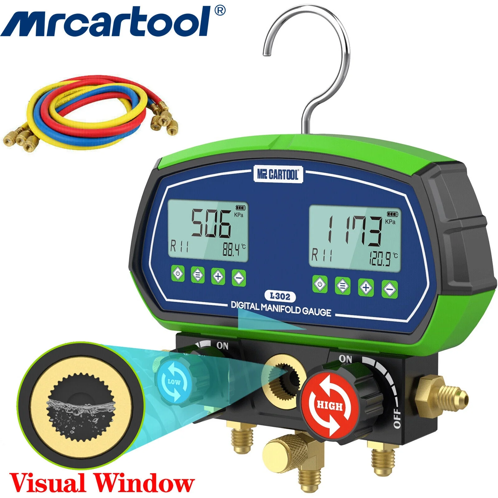 HVAC Digital Manifold Gauge Set Vacuum Dual Pressure Temperature Leakage Tester
