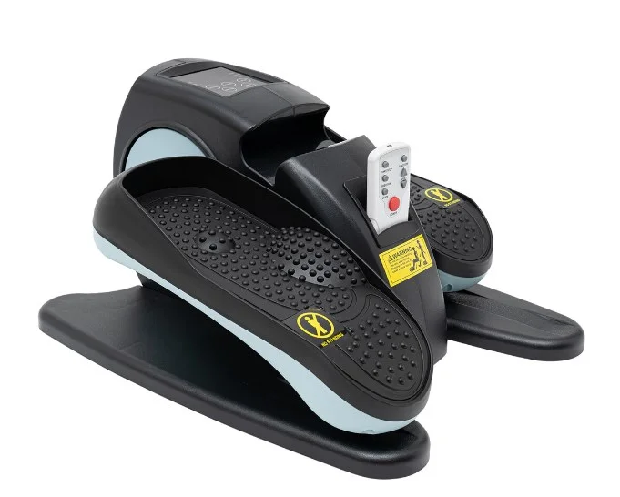 5 Gears Under-desk Elliptical Machine for Seniors, Portable Home& Gym Rehab Electric Seated Leg-foot Pedal Exerciser, Trainer for Home Office with Remote Control - Blue Type