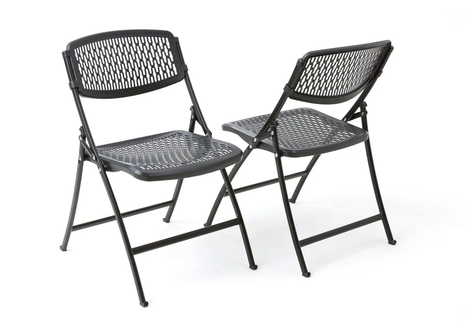 One Folding Chair, 18-8 Steel, Black, 4-Pack