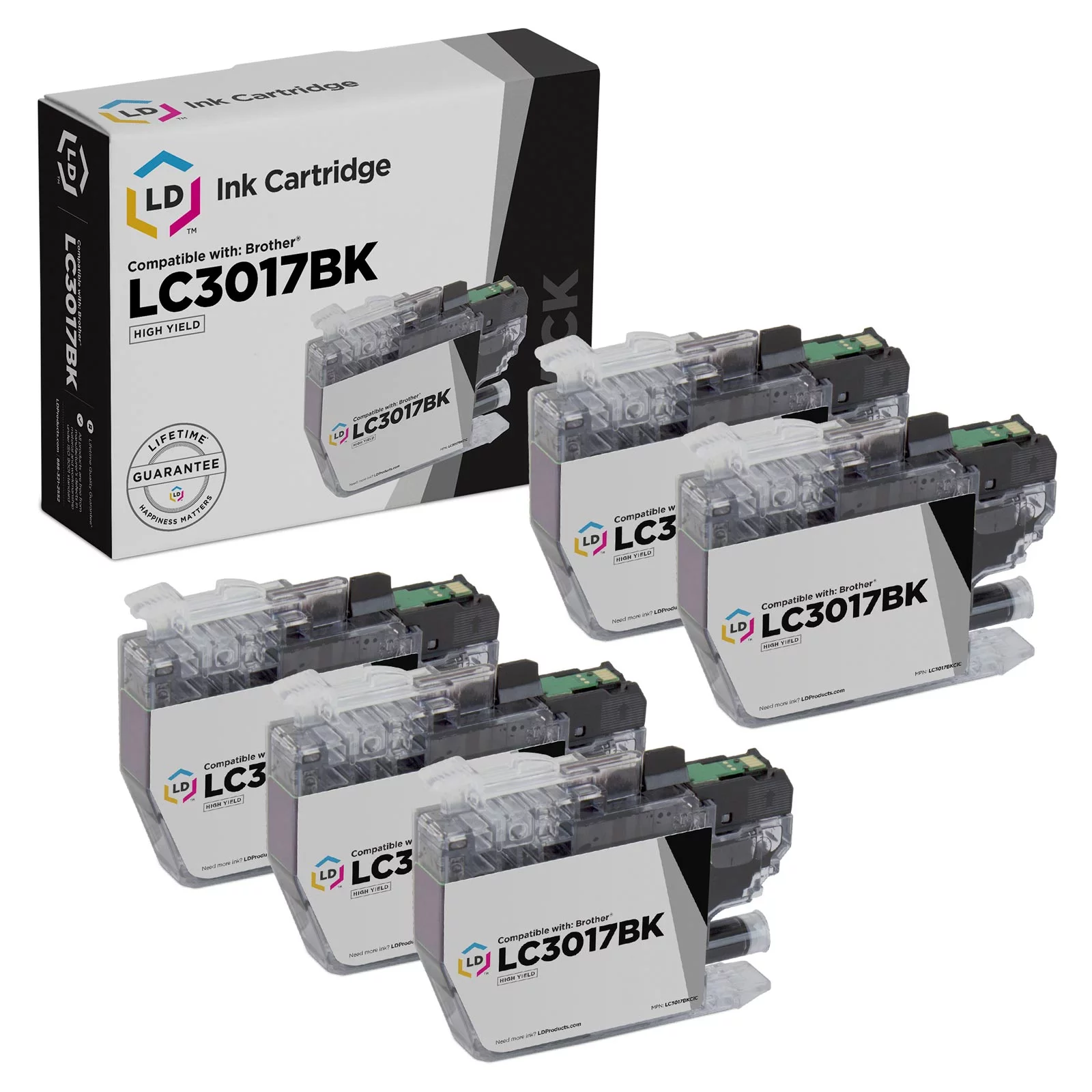 LD Products Compatible Ink Cartridge Replacement for Brother LC3017BK High Yield (Black, 5-Pack)