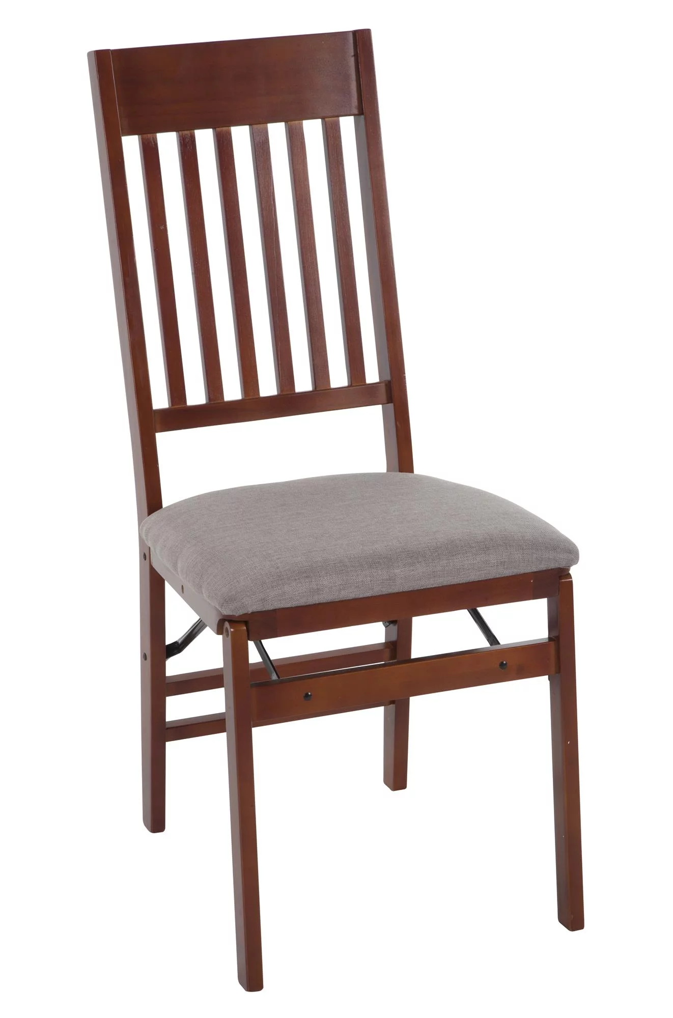 Queer Eye Oliver Mission Back Wood Folding Chair with Fabric Seat, Walnut Brown, 2-Pack