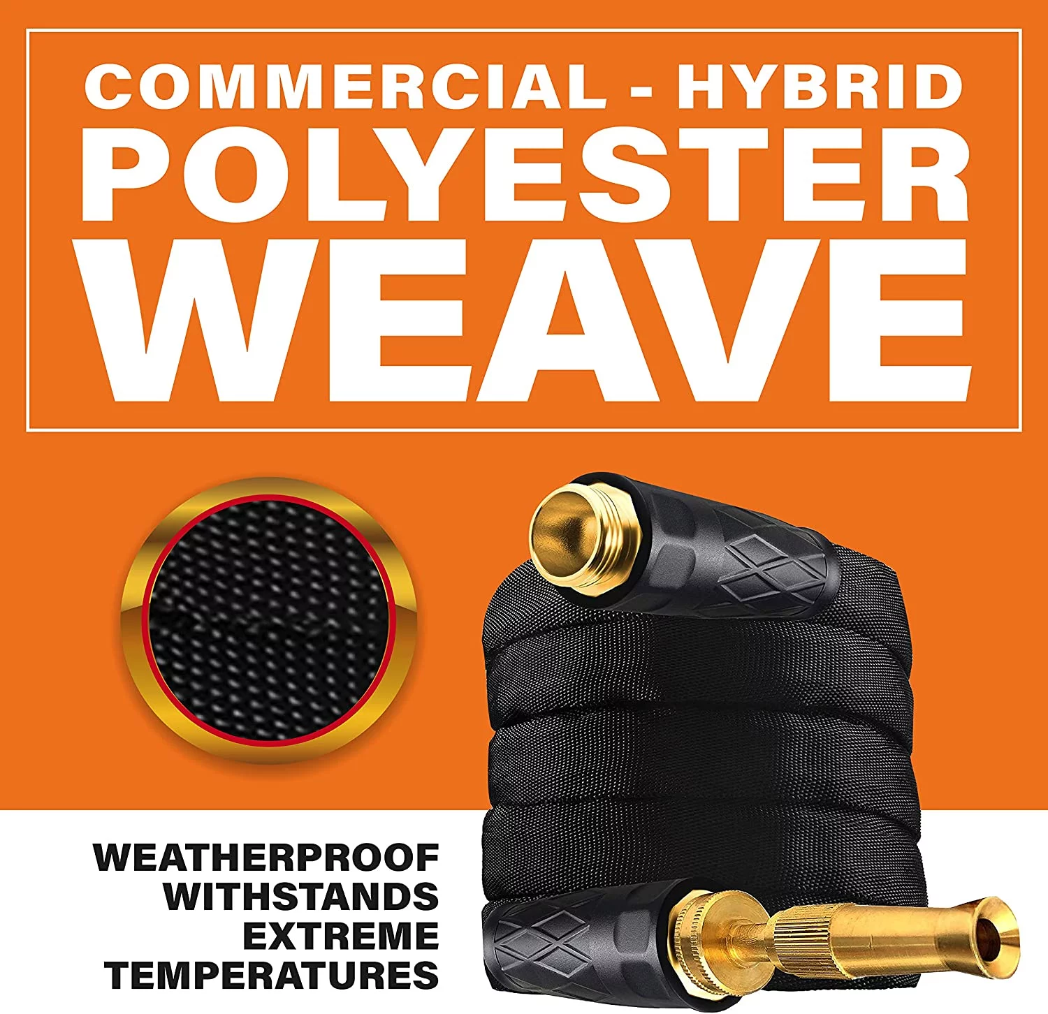 Bionic Flex Pro 25’ Garden Hose Heavy Duty, Lightweight Weatherproof Garden Water Hose, Brass Fittings, Adjustable Brass Spraying and Shooting Nozzle, Kink Free Hose, 500 PSI Tear Resistant- 25ft.