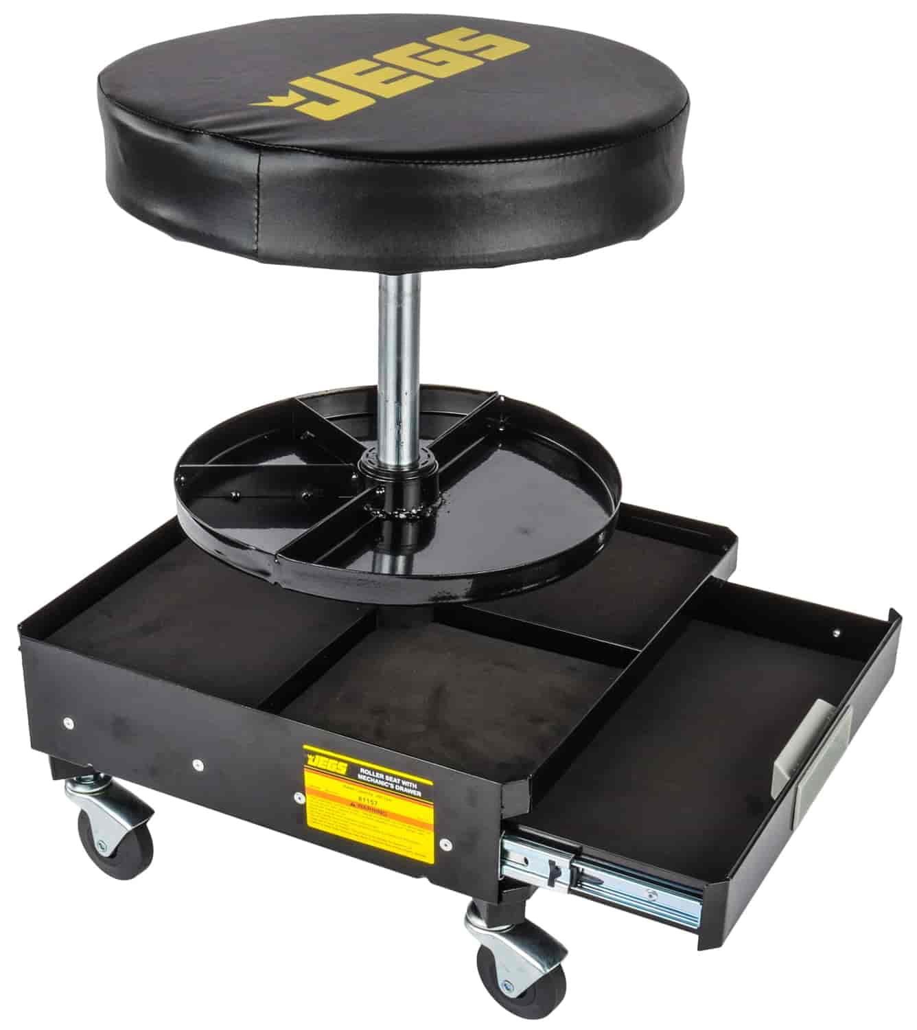 JEGS 81157 Mechanic Seat Capacity: 300 lbs. Seat Height: 16 in. to 21 in. Padded
