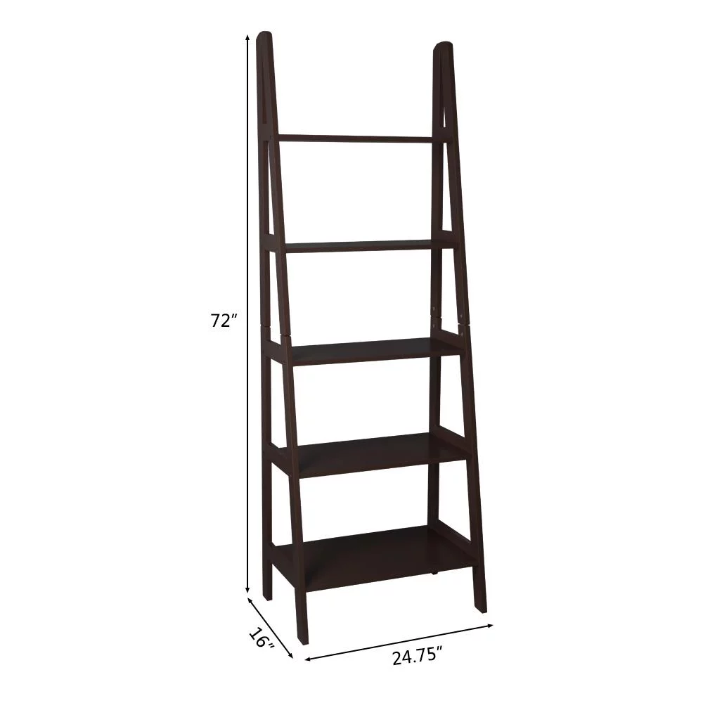 UBesGoo Ladder Shelf, 5 Tier Wall Mounted  Wood Bookcase Storage Display Rack for Home Office Décor