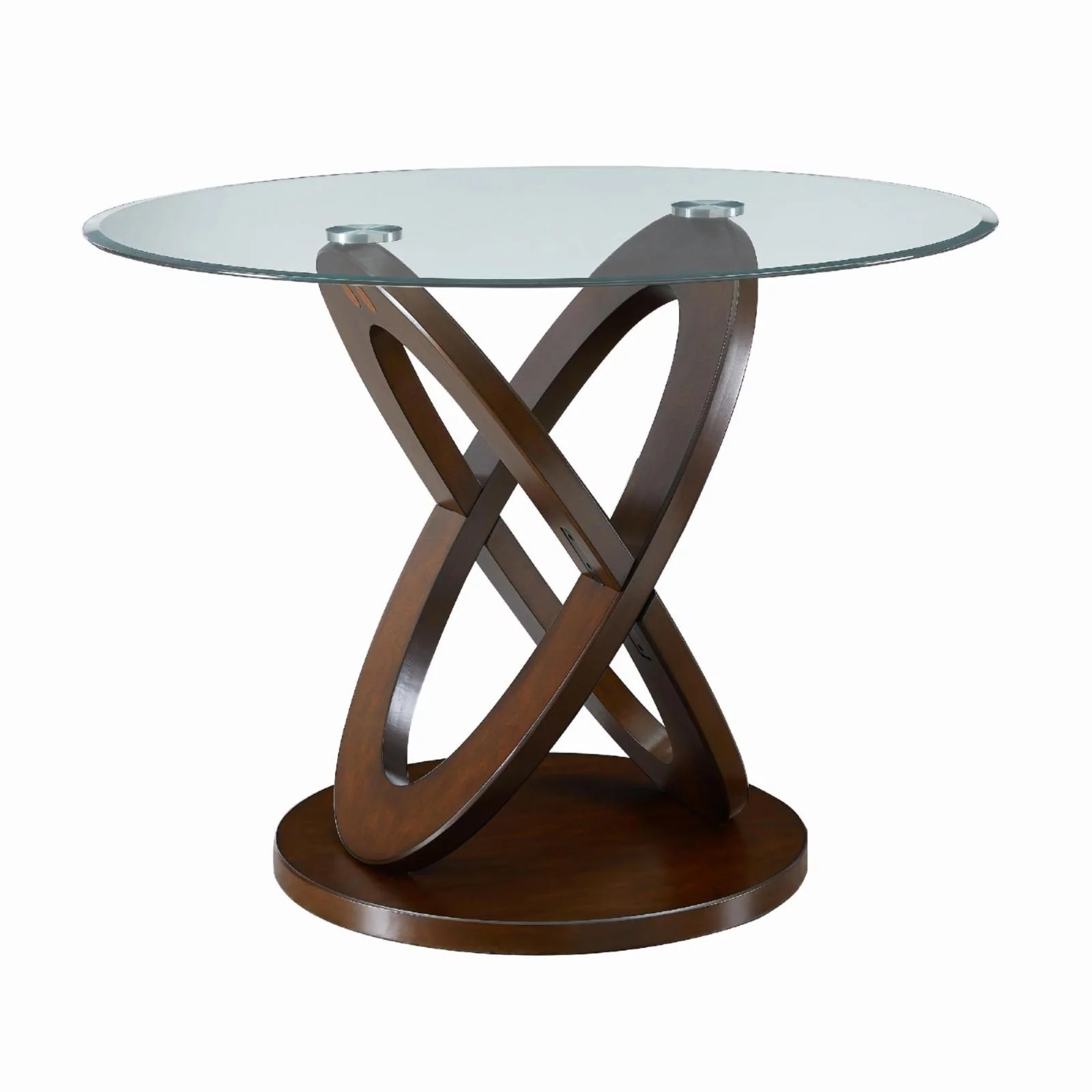 Roundhill Furniture Cicicol 5 Piece Round Faux Leather Upholstered Counter Height Dining Table Set