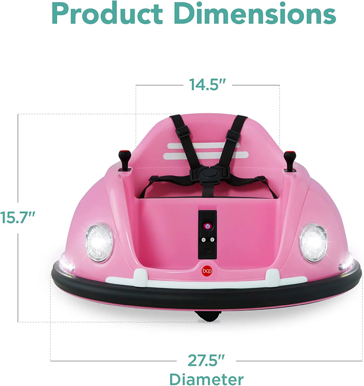 6V Electric Kids Ride On Bumper Car, 1.5 - 6 Years Old, Parent Remote Control, 360 Degree Spin, Lights, Sounds - Pink