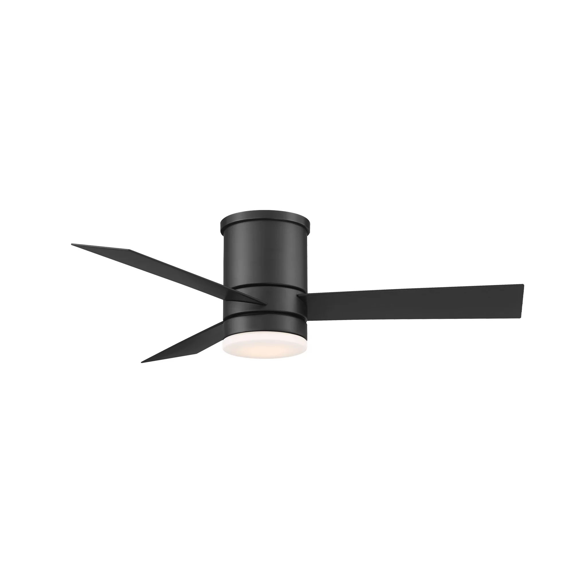 San Francisco Indoor and Outdoor 3-Blade Smart Flush Mount Ceiling Fan 44in Matte Black with 3000K LED Light Kit and Remote Control