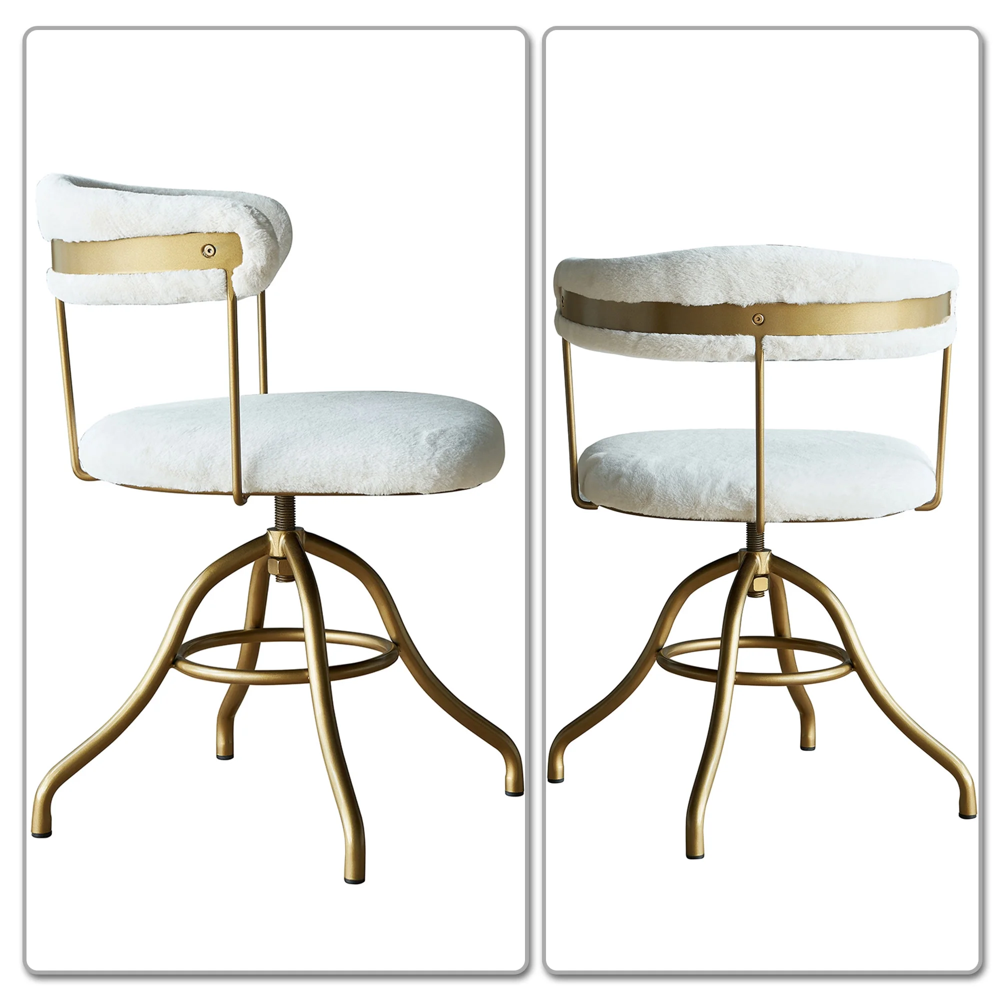 Minimalist and Stylish Style Dining Chair with Metal Frame for Dining Room, White