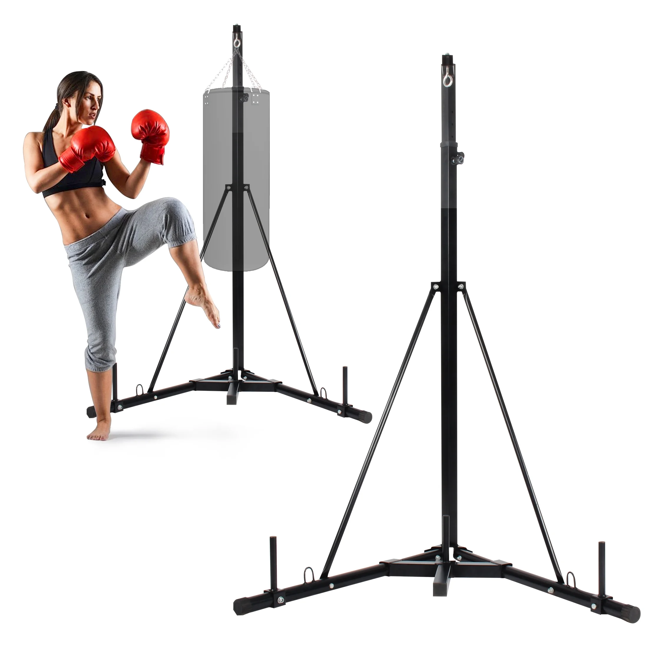 Punching Bag Stand, Height Adjustable Heavy Bag Stand with Weighted Base, Free Standing for Home Gym, Stand Only