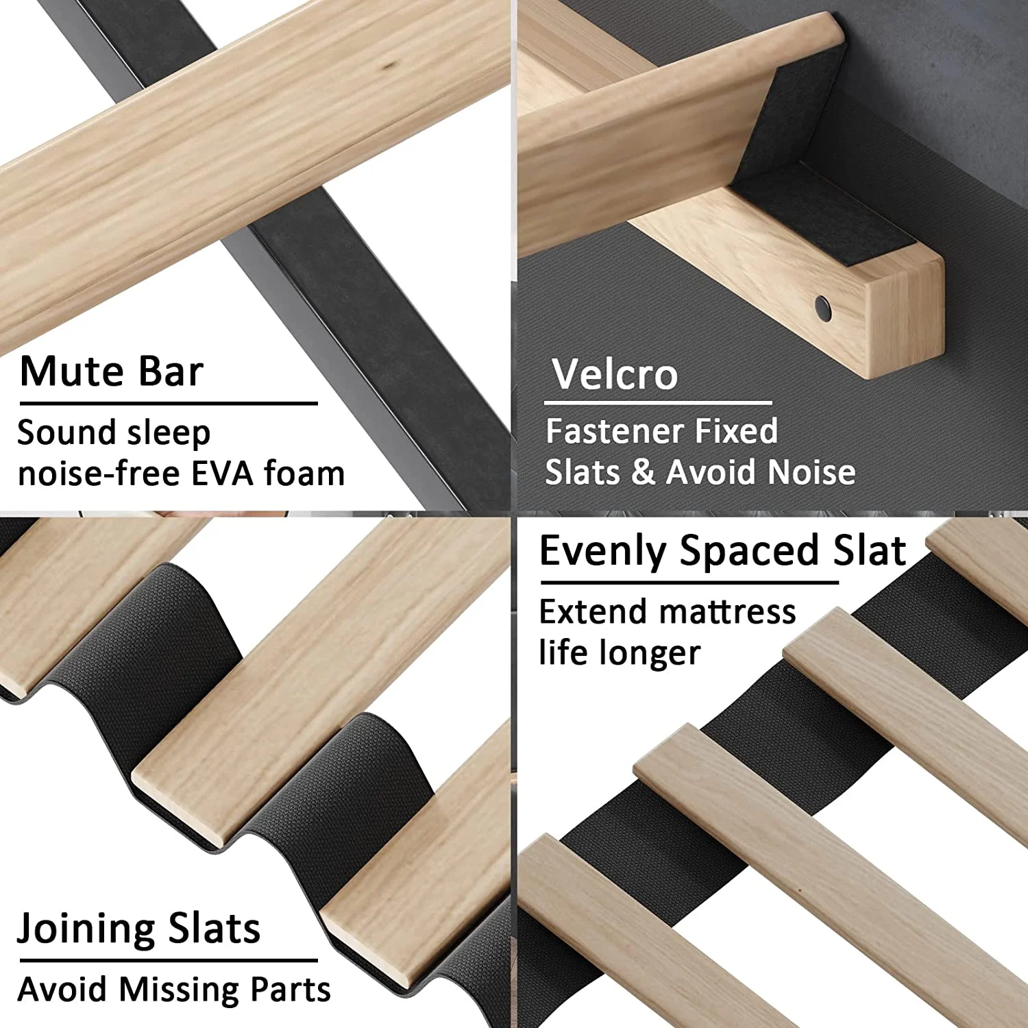 HOWE Queen Size Tufted Upholstered Platform Bed Frame with Raised Headboard/Velvet Bed Frame with Thicker Wingback/Low Profile/No Box Spring Required/Wood Slat Support/Mattress Foundation/Grey