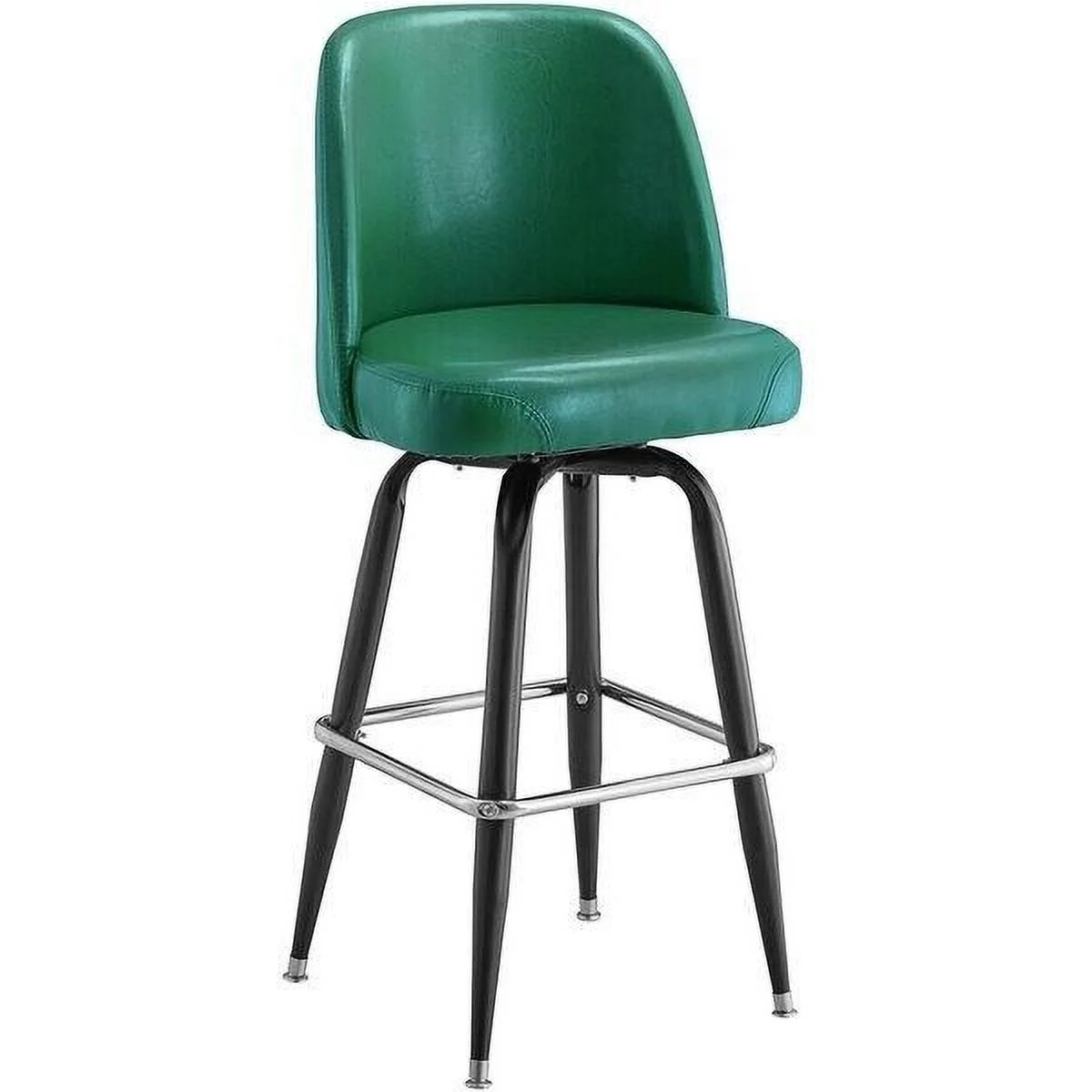 (2 PACK) Metal Restaurant Barstool with Green Vinyl Swivel Bucket Seat
