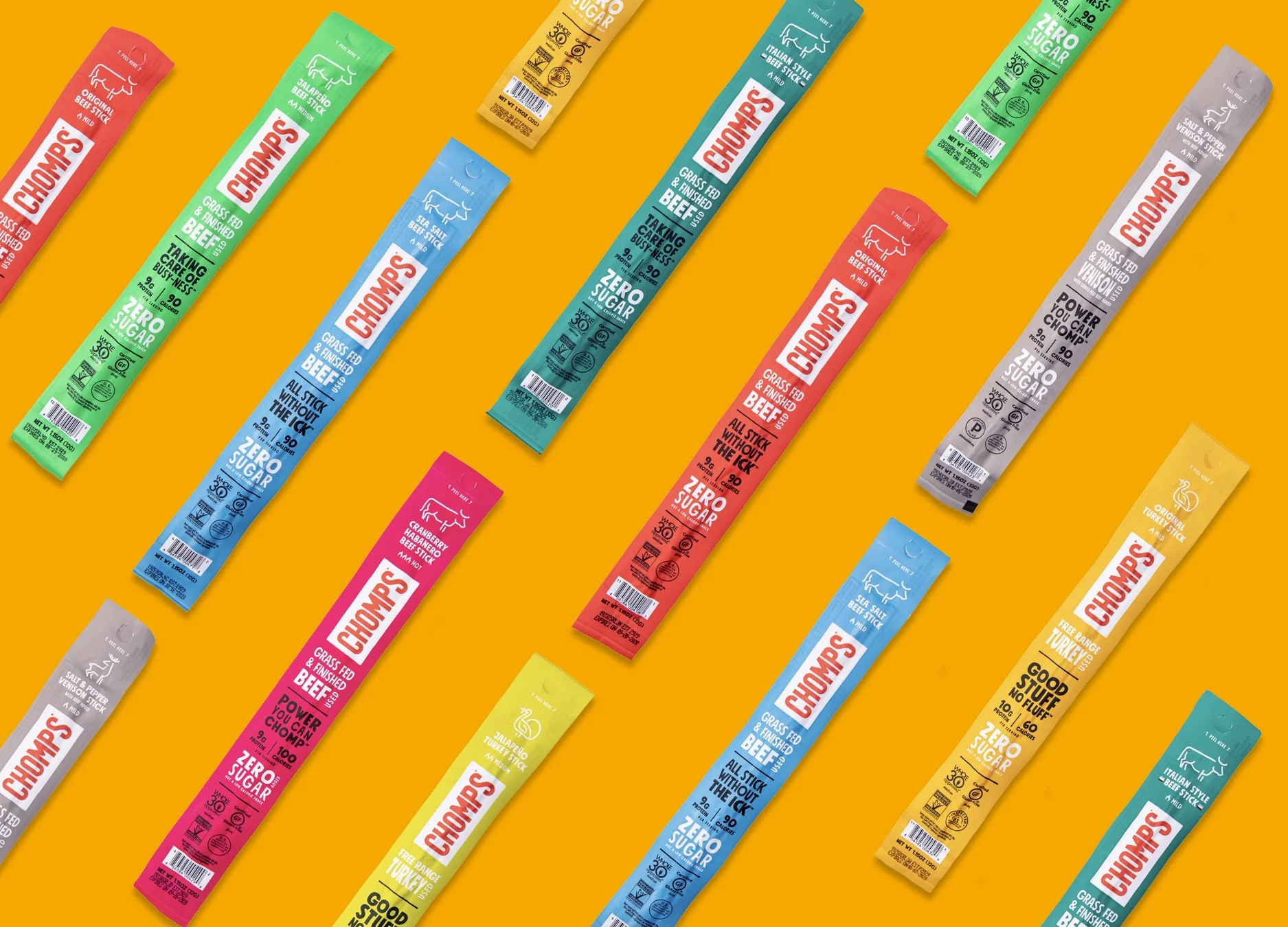 Chomps Free Range Turkey Jerky Sticks, High Protein, Gluten Free, Sugar Free, Whole 30 Approved, 10ct 1.15oz Sticks