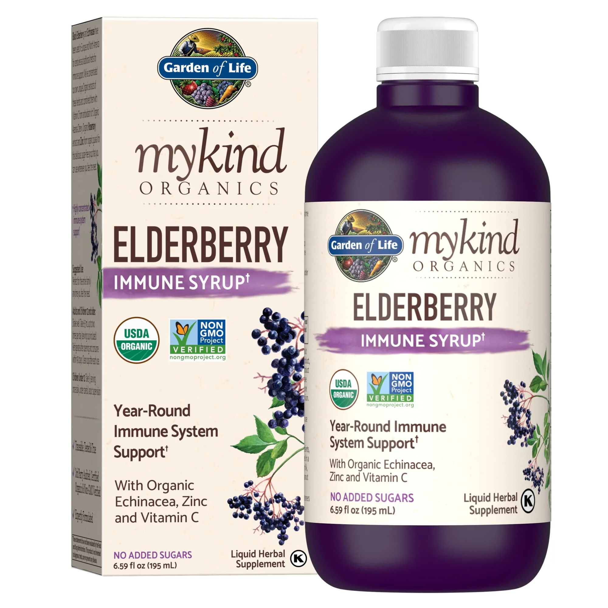 MyKind Organics, Elderberry Immune Syrup, 6.59 fl oz (195 ml), Garden of Life
