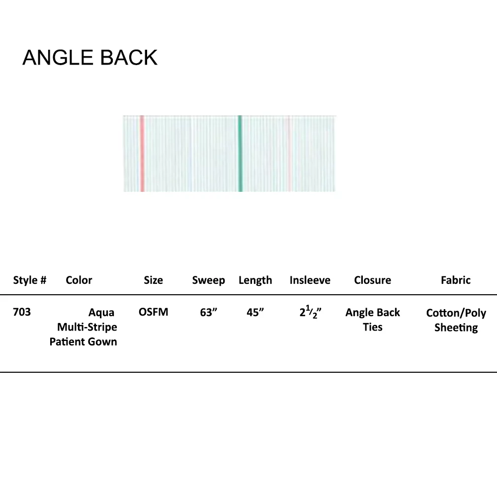 Pack of 4 Hospital Gown - Medical Gown (Aqua Multi-stripe)