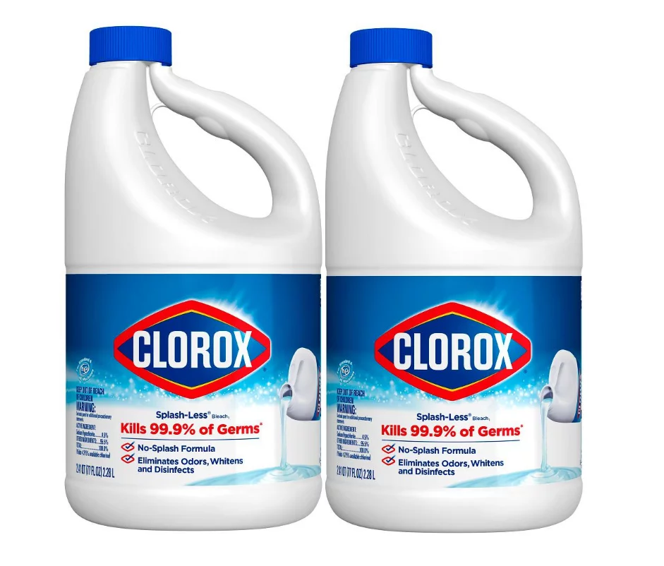Clorox 77 fl. oz. Splash-Less Concentrated Disinfecting Regular Liquid Bleach Fabric Stain Remover (2-Pack)