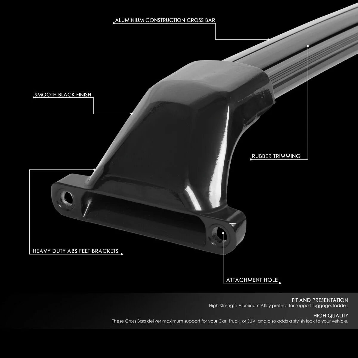 Teledu For GMC 2017-2020 Acadia Glossy Cargo Baggage Luggage Roof Rack Rail Cross Bars