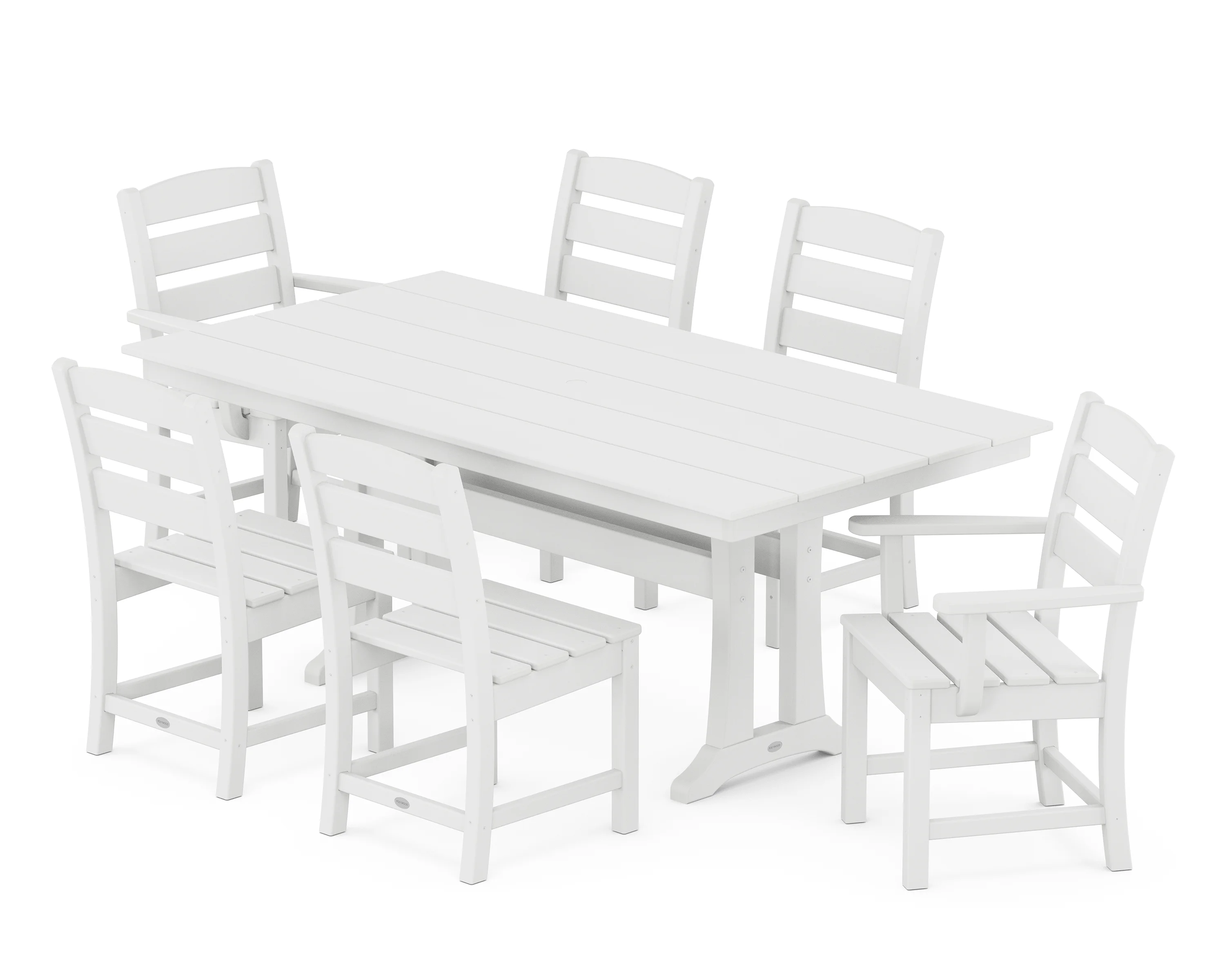 POLYWOOD Lakeside 7-Piece Farmhouse Trestle Dining Set in White