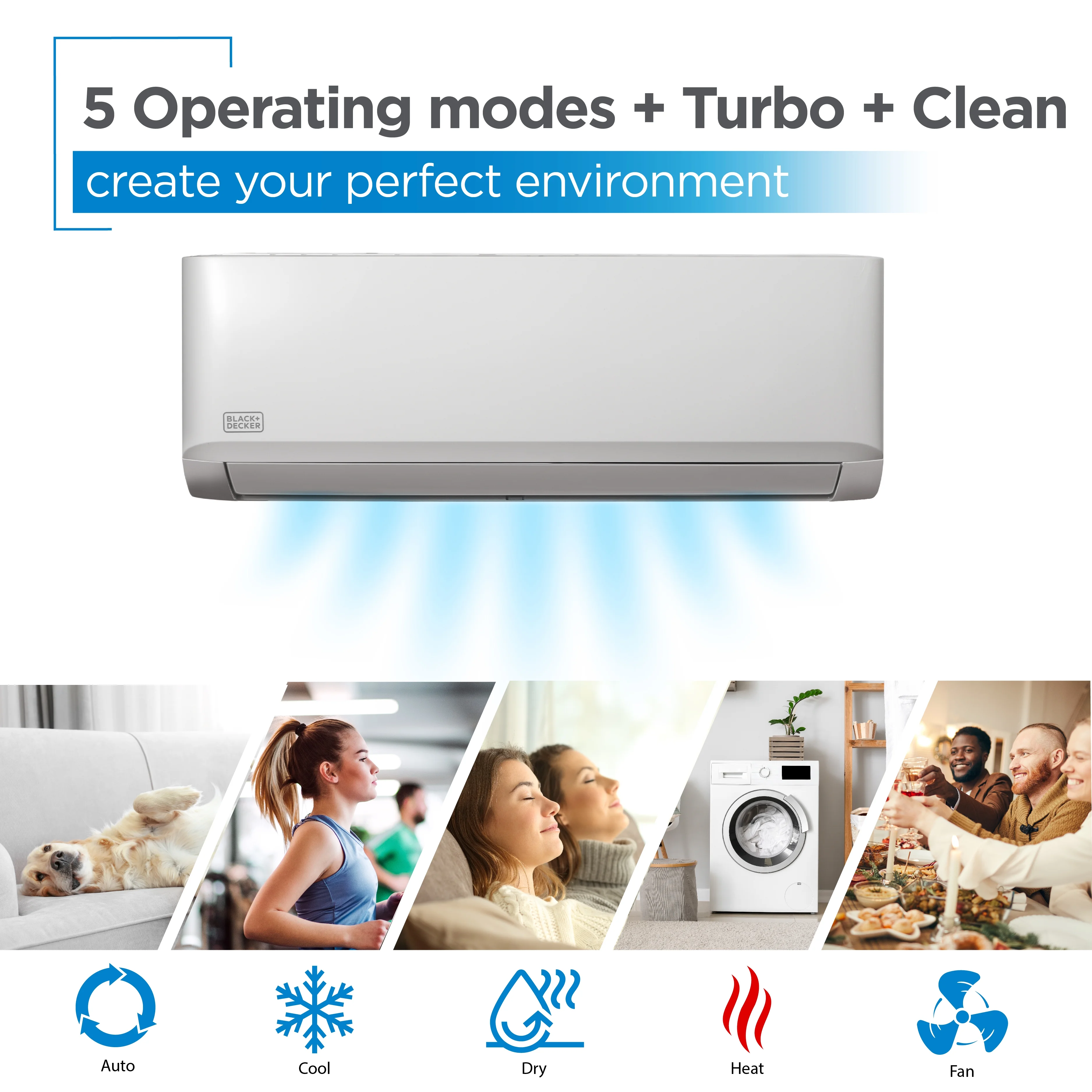 BLACK+DECKER 12,000 BTU Inverter Mini Split Air Conditioner with Heat Pump, Ductless Mini-Split Inverter Air Conditioner Cools & Heats Up To 550 Sq. Ft., Remote Control, 20.8 SEER, 115V, White