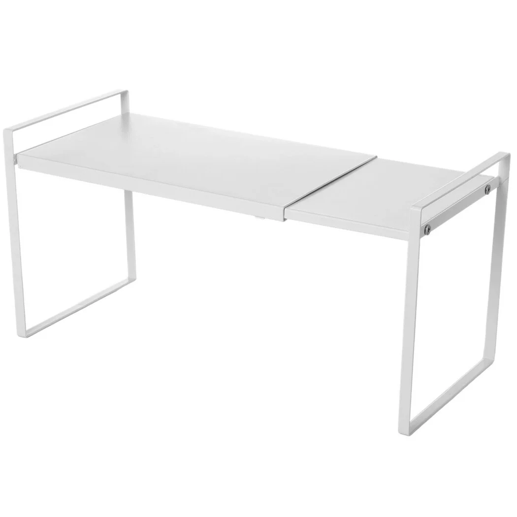 Expandable Cabinet Shelf Organizer, Storage Rack Shelf Riser for Kitchen Pantry Cupboard Bathroom Under Sink Counter Countertop Desk Space Saver, Freestanding Telescopic Heavy Duty Shelf