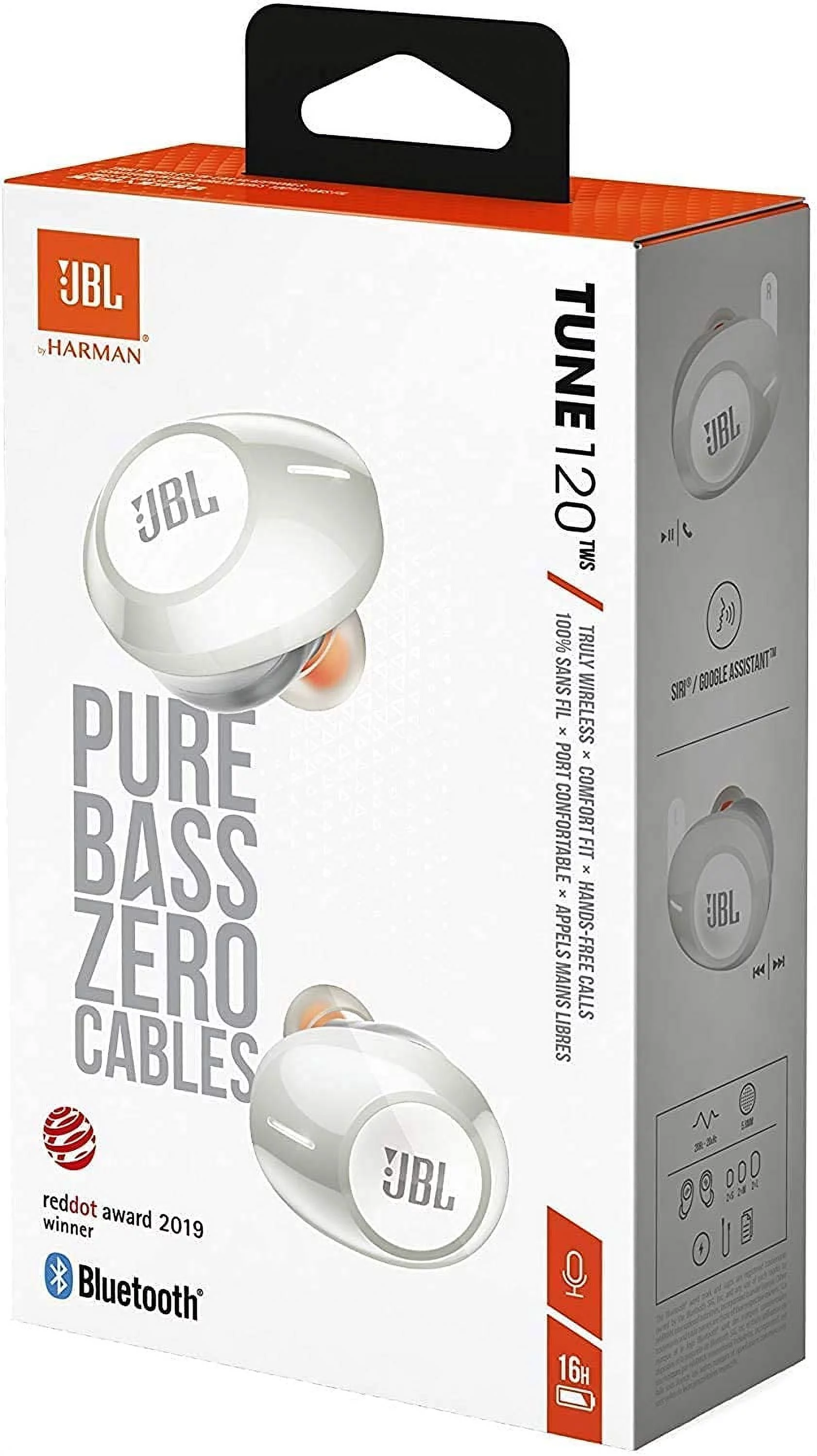 JBL TWS True Wireless in-Ear Headphones Bundle with Deluxe Hardshell Case (Tune 120TWS, White)