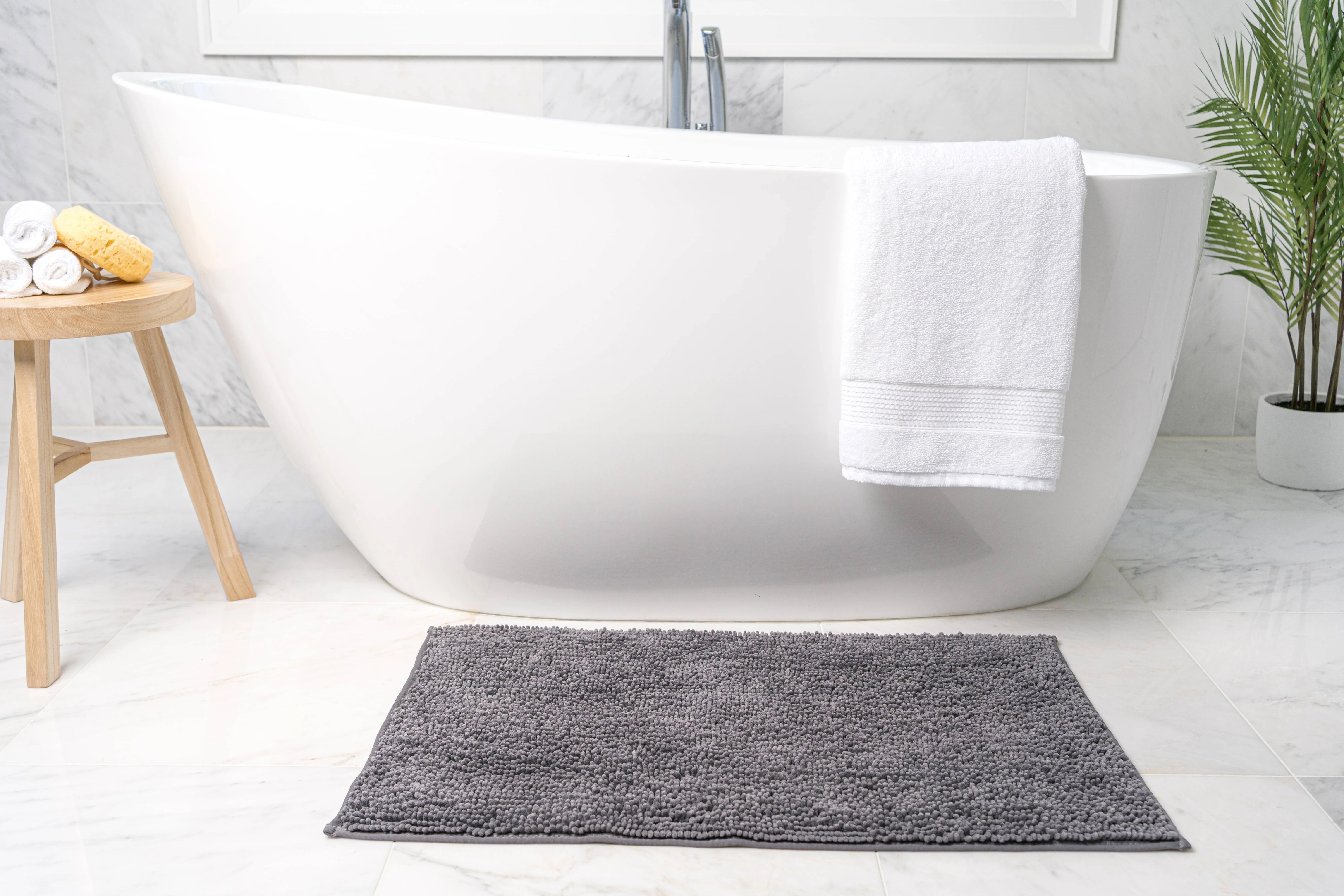 Comfy World Collection Two Piece Chenille Bath Mat Set, Ultra-Soft, Luxurious Feel, Anti-Slip, Super Absorbent